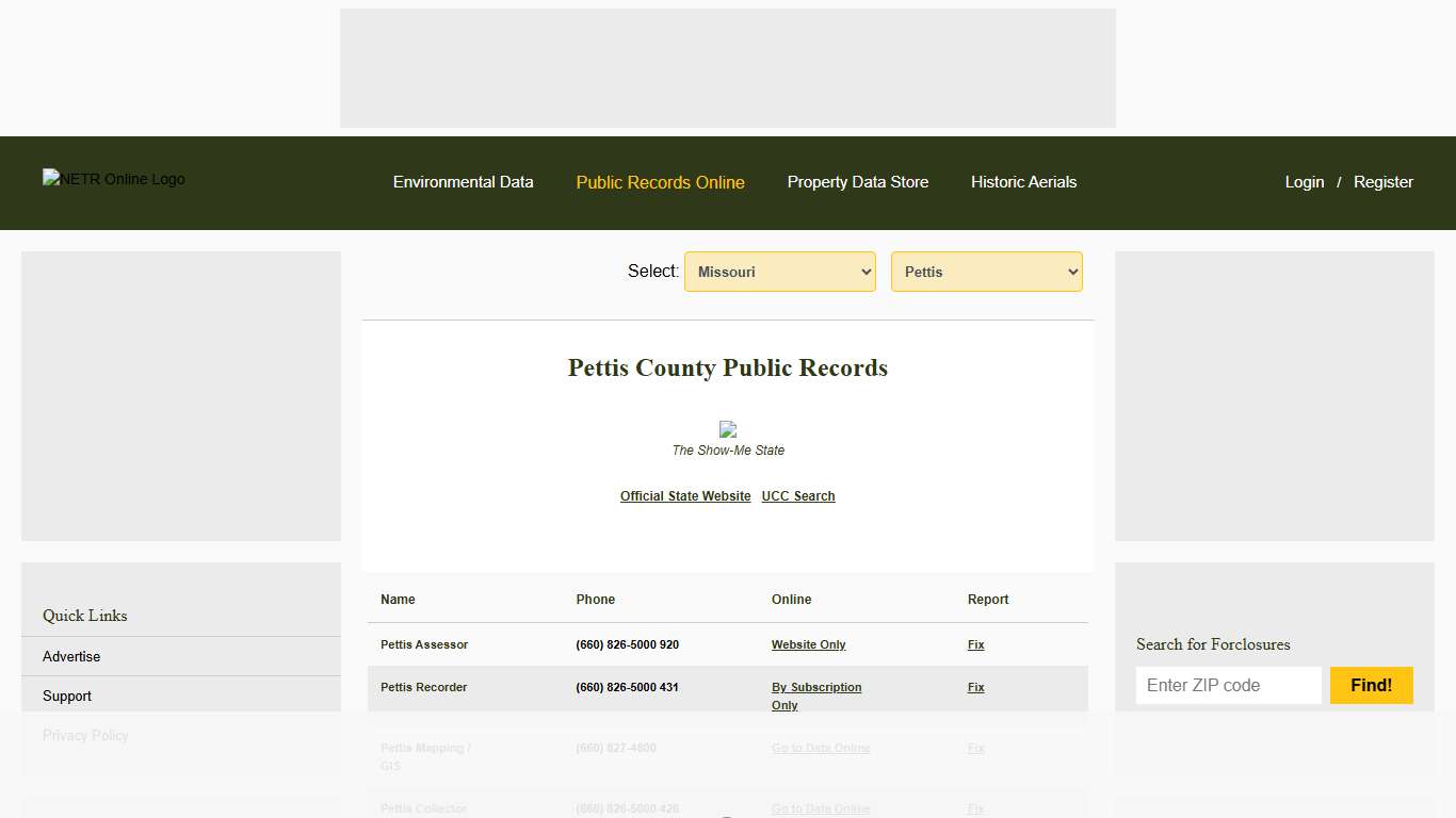 NETR Online • Pettis • Pettis Public Records, Search Pettis Records, Pettis Property Tax, Missouri Property Search, Missouri Assessor