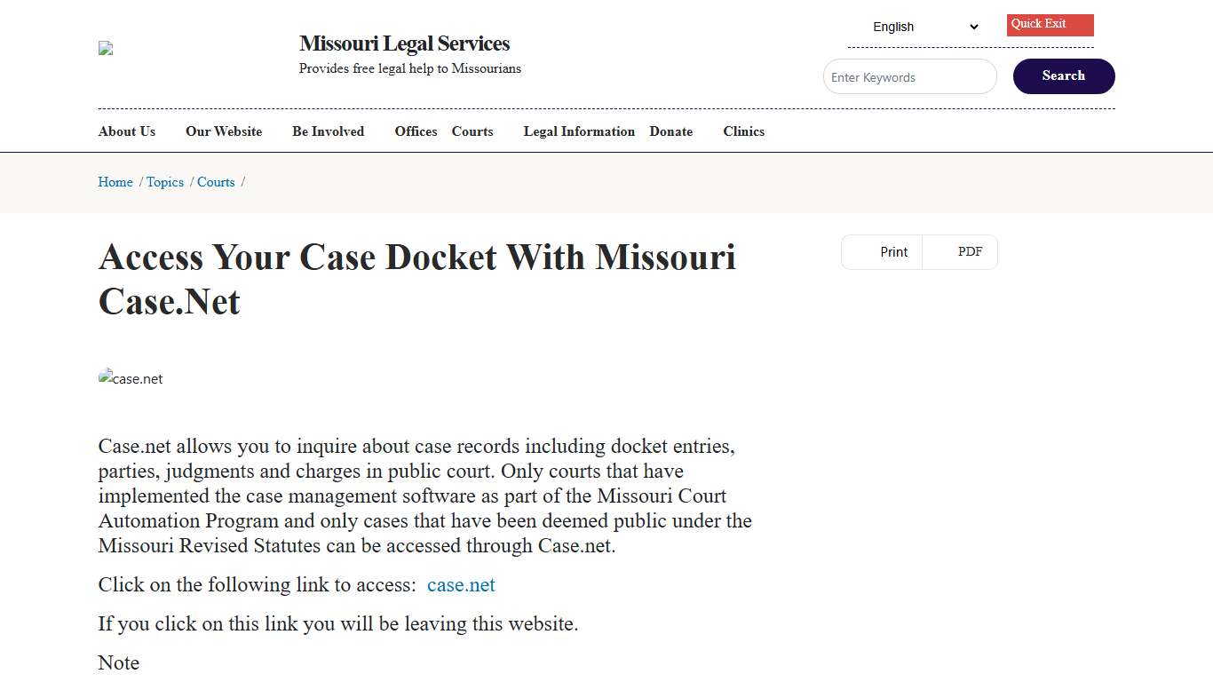 Access Your Case Docket With Missouri Case.Net | Missouri Legal Services